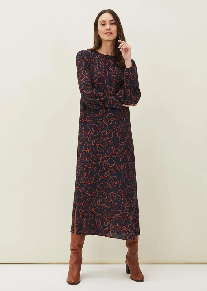 Cosmo Abstract Print Midi Dress Spiceink Women Phase Eight Dresses