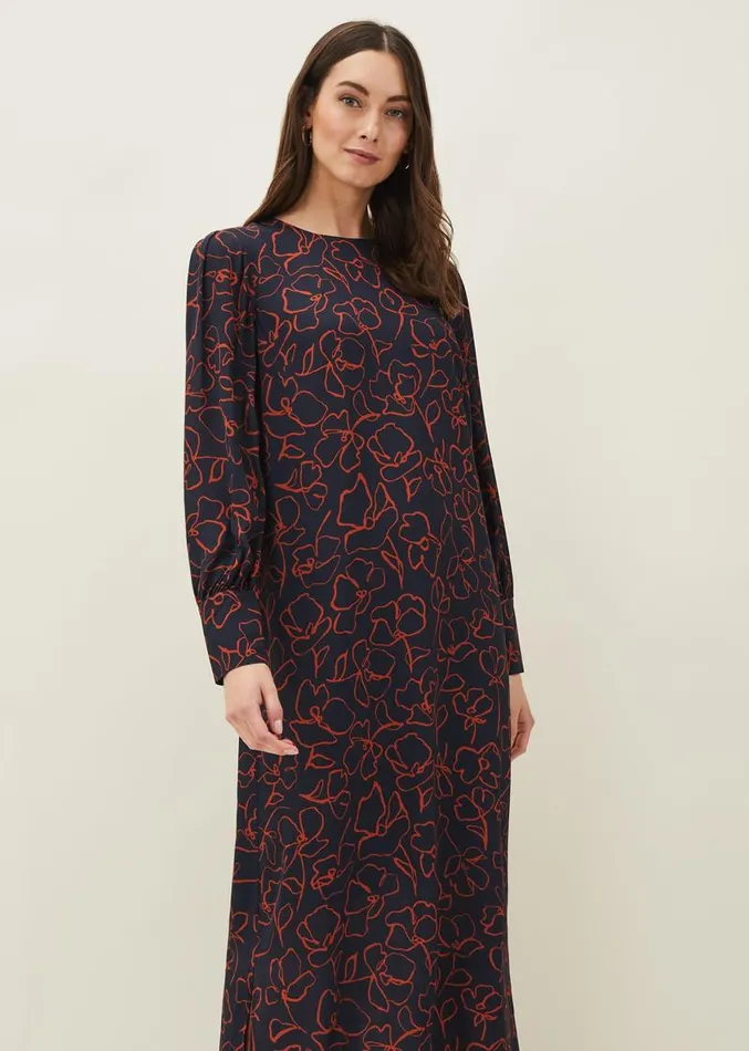 Cosmo Abstract Print Midi Dress Spiceink Women Phase Eight Dresses