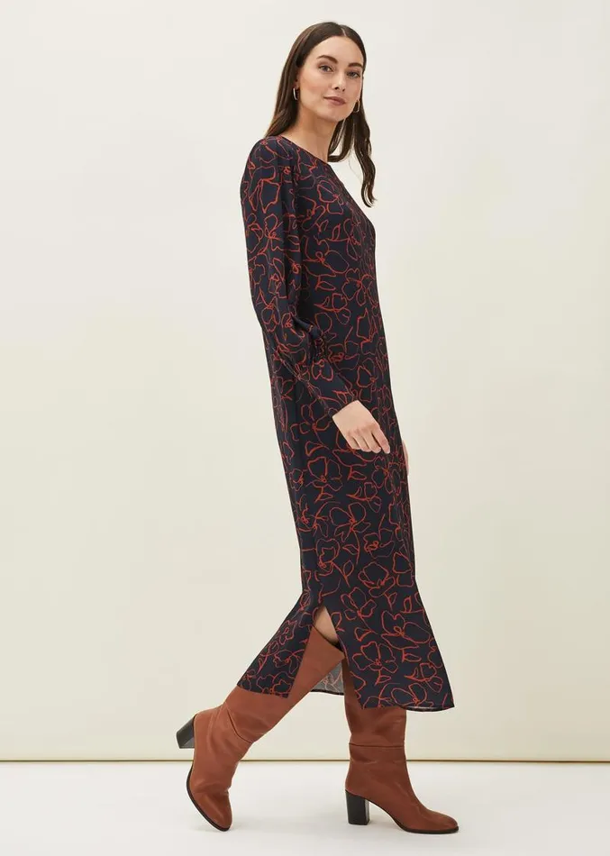 Cosmo Abstract Print Midi Dress Spiceink Women Phase Eight Dresses