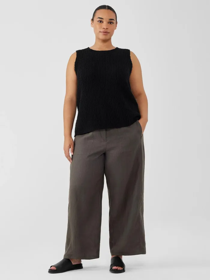 Cotton Fluff Crew Neck Top Black Women Eileen Fisher Sweaters and Cardigans