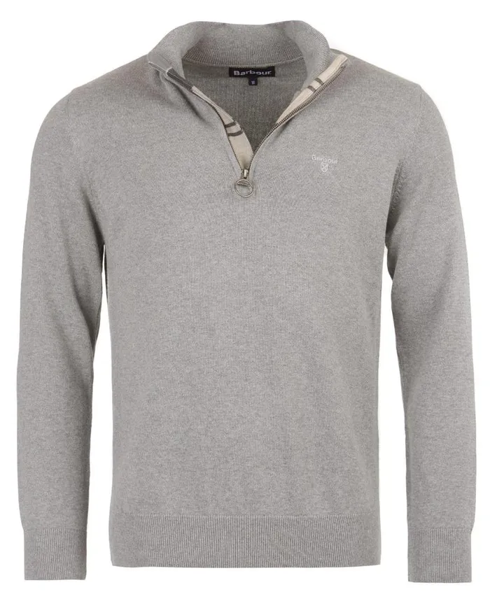 Cotton Half Zip Navy Men Barbour Jumpers