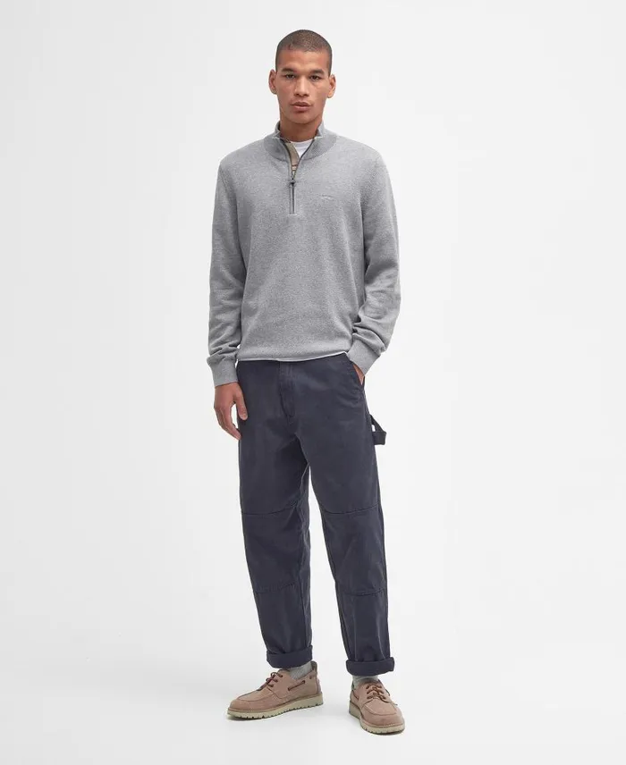 Cotton Half Zip Navy Men Barbour Jumpers