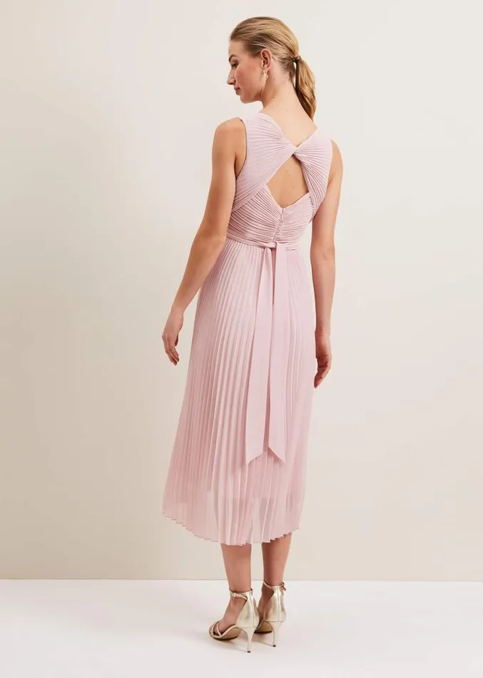Cressida Pleated Midi Dress Antique Rose Women Phase Eight Dresses