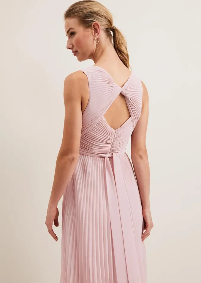 Cressida Pleated Midi Dress Antique Rose Women Phase Eight Dresses