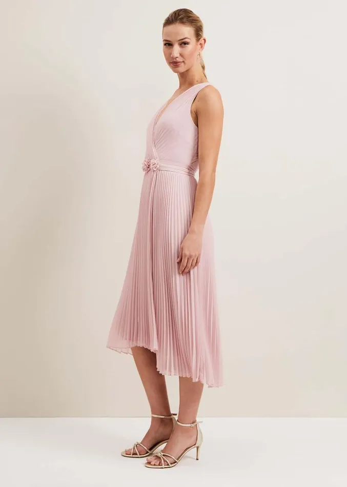 Cressida Pleated Midi Dress Antique Rose Women Phase Eight Dresses