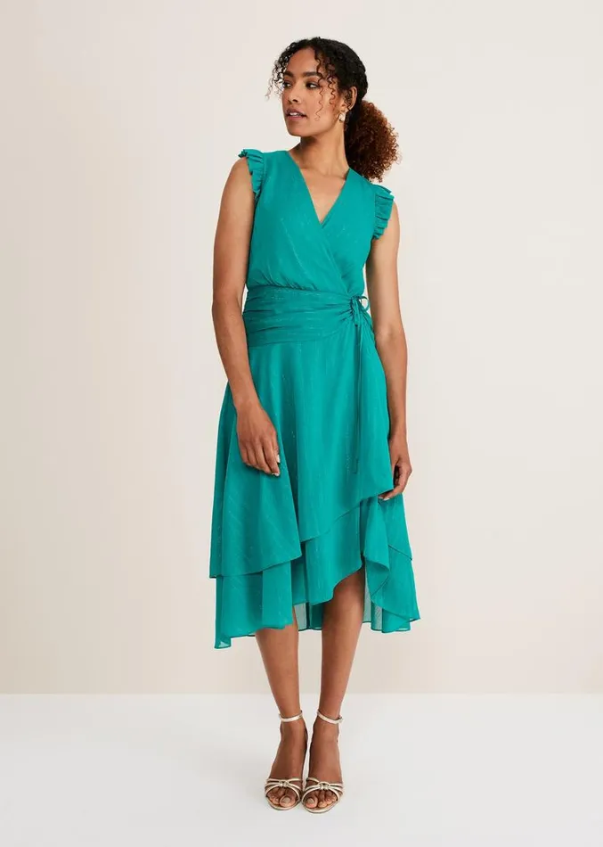 Cressinda Ruched Midi Dress Peacock Women Phase Eight Dresses