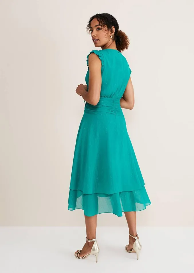 Cressinda Ruched Midi Dress Peacock Women Phase Eight Dresses