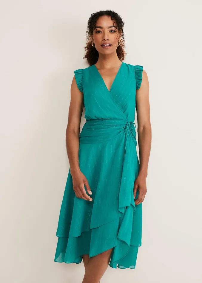 Cressinda Ruched Midi Dress Peacock Women Phase Eight Dresses