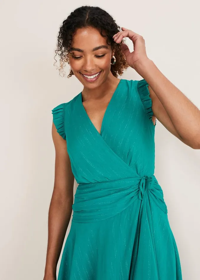 Cressinda Ruched Midi Dress Peacock Women Phase Eight Dresses