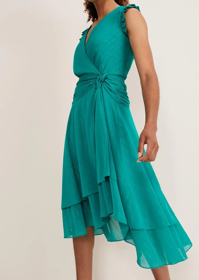 Cressinda Ruched Midi Dress Peacock Women Phase Eight Dresses