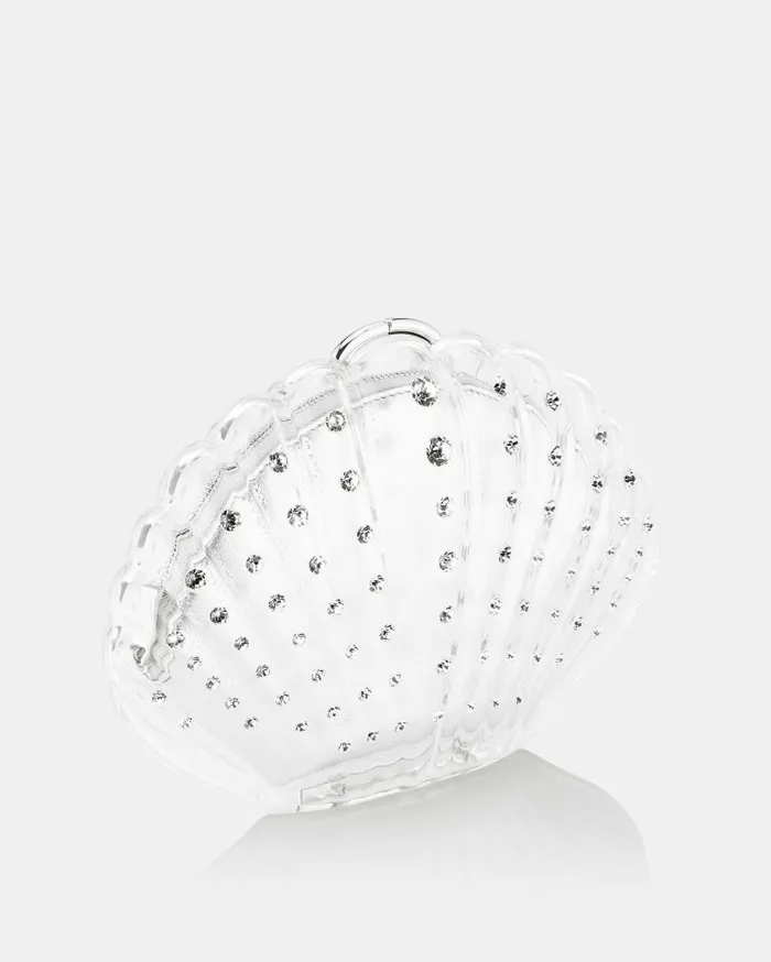 Crystal Shell Clutch Silver Women Aquazzura Mini Bags