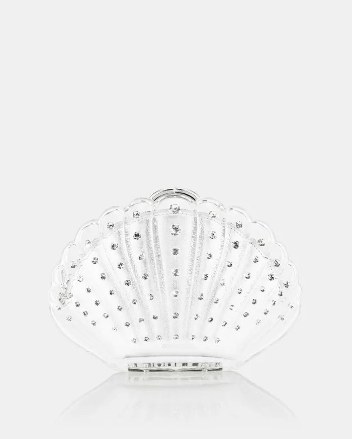 Crystal Shell Clutch Silver Women Aquazzura Mini Bags Crystal Shell Clutch Silver Women Aquazzura Mini Bags