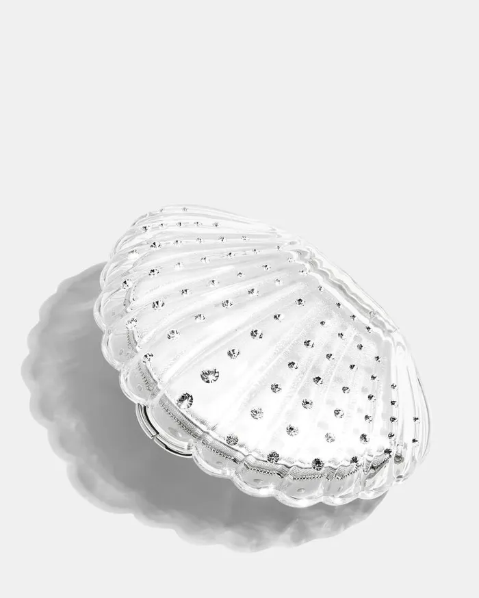 Crystal Shell Clutch Silver Women Aquazzura Mini Bags Crystal Shell Clutch Silver Women Aquazzura Mini Bags