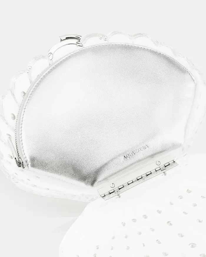 Crystal Shell Clutch Silver Women Aquazzura Mini Bags Crystal Shell Clutch Silver Women Aquazzura Mini Bags