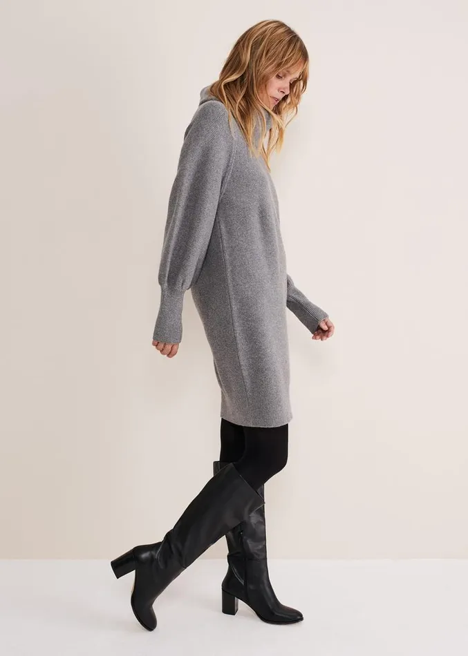 Dahlie Knitted Chunky Jumper Dress Mid Grey Women Phase Eight Dresses