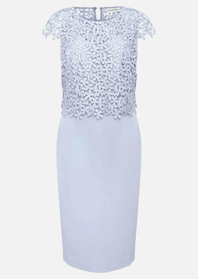 Daisy Lace Double Layer Dress Pale Blue Women Phase Eight Dresses