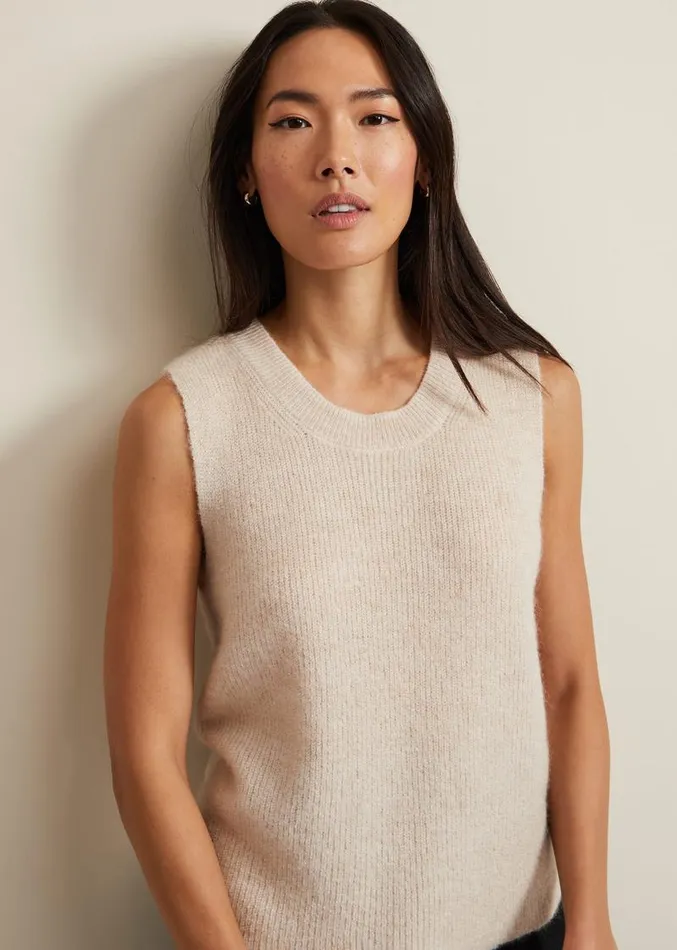 Daniella Mohair Knitted Tank Stone Women Phase Eight Knitwear