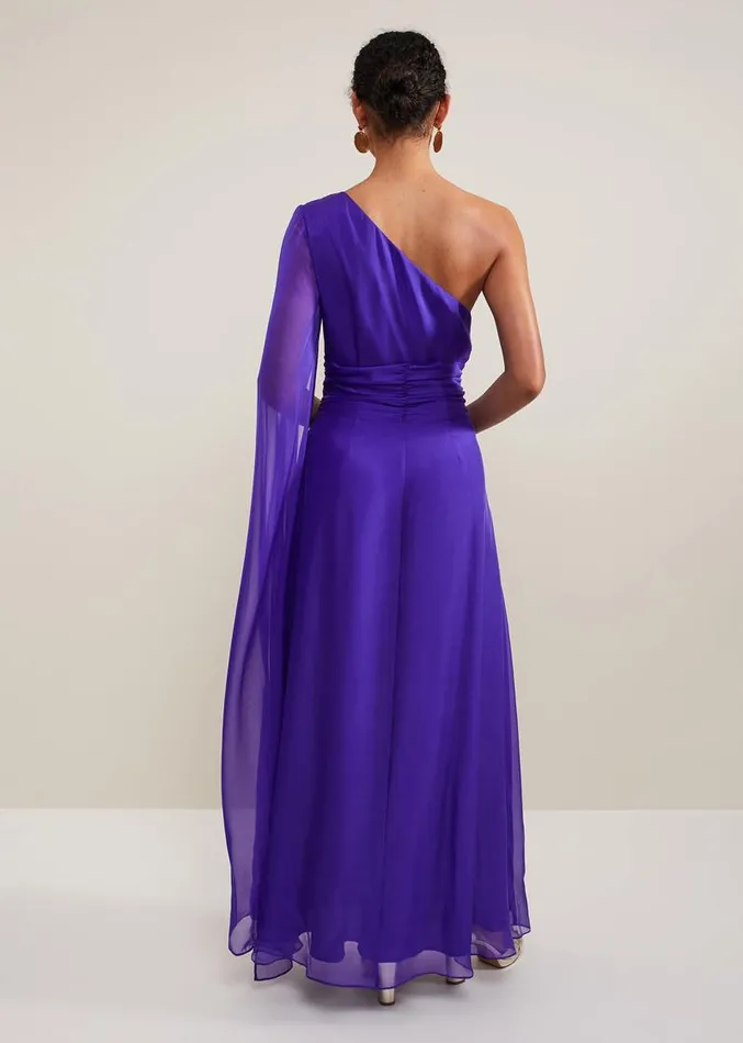 Darby Silk One Shoulder Maxi Dress Purple Women Phase Eight Dresses