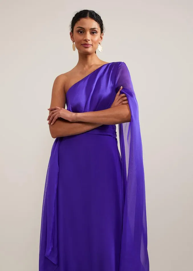 Darby Silk One Shoulder Maxi Dress Purple Women Phase Eight Dresses