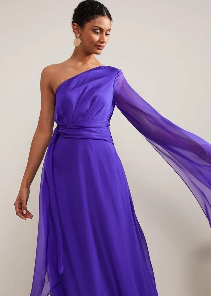 Darby Silk One Shoulder Maxi Dress Purple Women Phase Eight Dresses