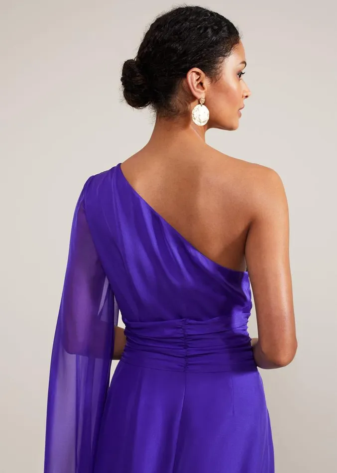 Darby Silk One Shoulder Maxi Dress Purple Women Phase Eight Dresses