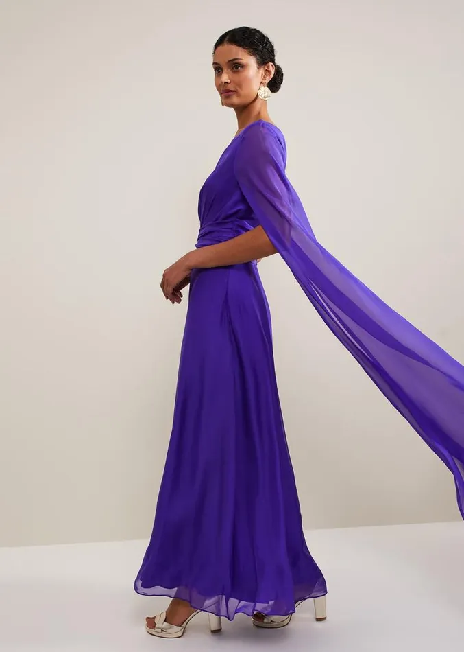Darby Silk One Shoulder Maxi Dress Purple Women Phase Eight Dresses