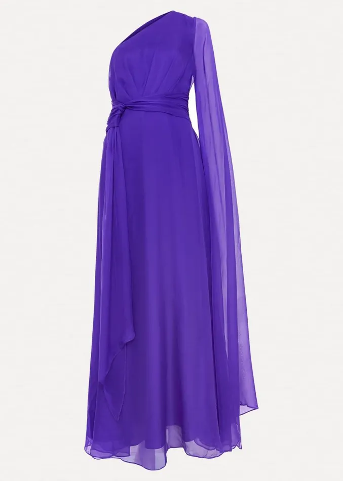 Darby Silk One Shoulder Maxi Dress Purple Women Phase Eight Dresses