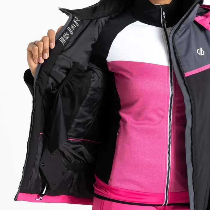 Dare 2b Carving Ski Jacket Black Ebony Grey Women Waterproof Jackets