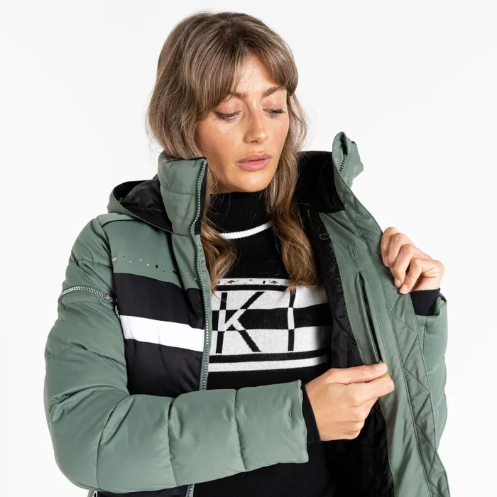 Dare 2b Crystallize Padded Ski Jacket Duck Green Women Waterproof Jackets