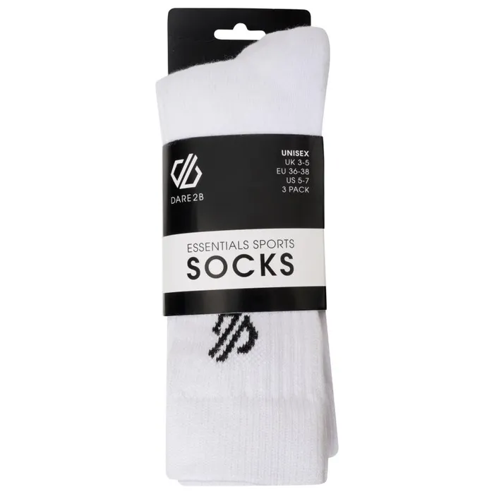 Dare 2b Essentials Sports Socks 2 Pack White WomenMen Socks