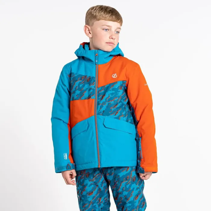 Dare 2b Glee II Ski Jacket Fjord Blue Rusty Orange Kids Insulated Jackets
