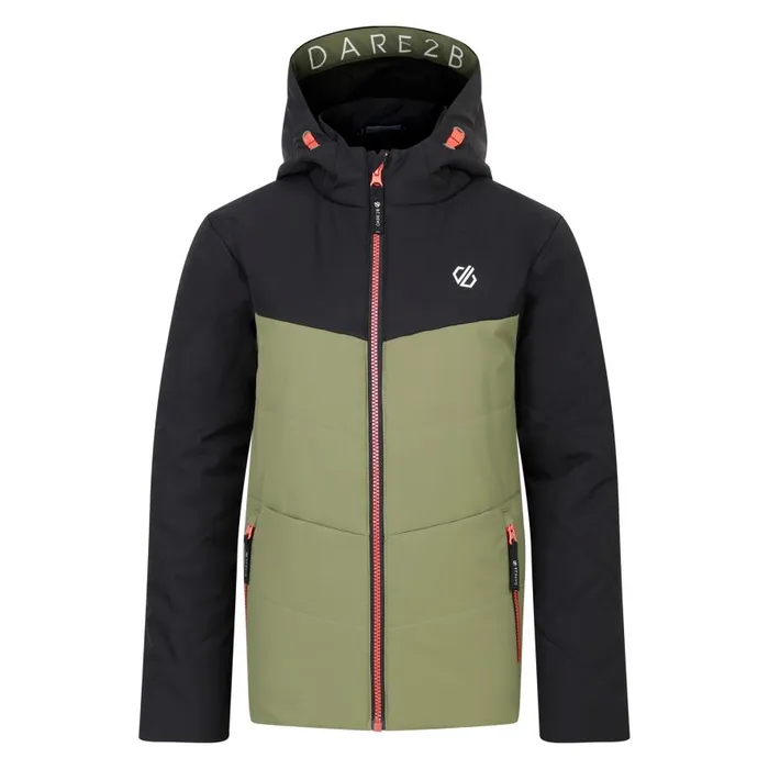 Dare 2b Jolly Puffer Jacket Black Olivine Green Kids Ski Jackets