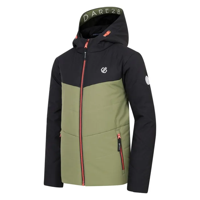 Dare 2b Jolly Puffer Jacket Black Olivine Green Kids Ski Jackets