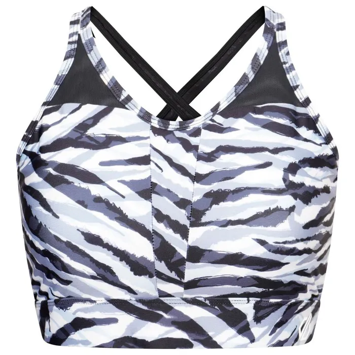 Dare 2b Mantra Recycled Sports Bra Black White Zebra Print Women Low Impact
