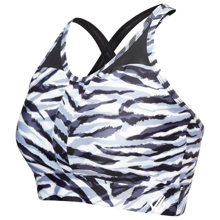 Dare 2b Mantra Recycled Sports Bra Black White Zebra Print Women Low Impact