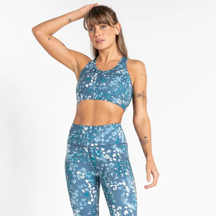 Dare 2b Mantra Recycled Sports Bra Canton Green Animal Print Women Low Impact
