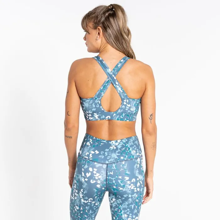 Dare 2b Mantra Recycled Sports Bra Canton Green Animal Print Women Low Impact