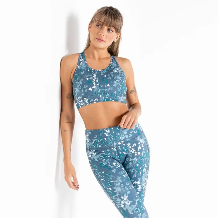 Dare 2b Mantra Recycled Sports Bra Canton Green Animal Print Women Low Impact