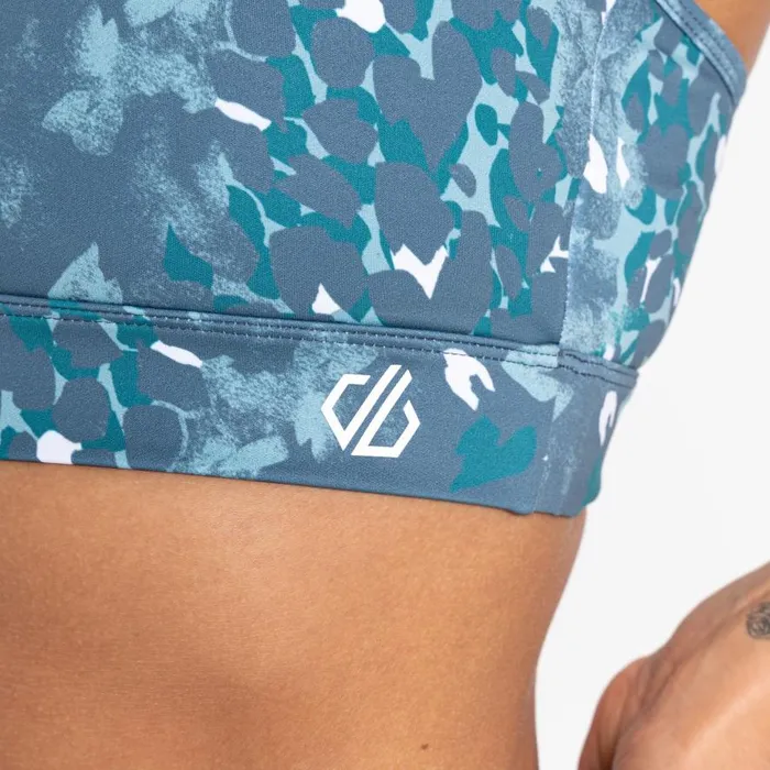 Dare 2b Mantra Recycled Sports Bra Canton Green Animal Print Women Low Impact