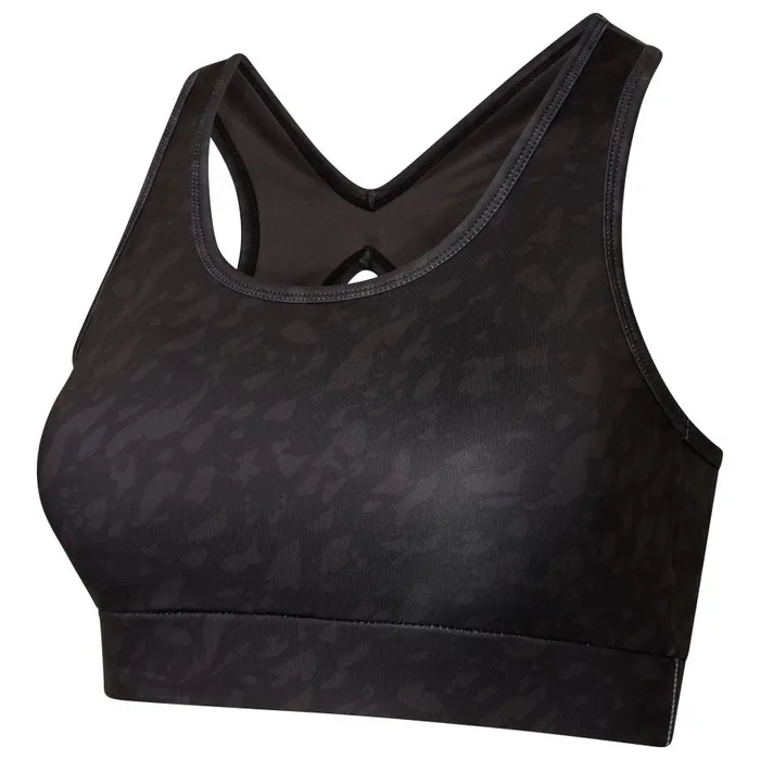 Dare 2b Swift Sports Bra Black Leaf Flow Print Women Gym Tops