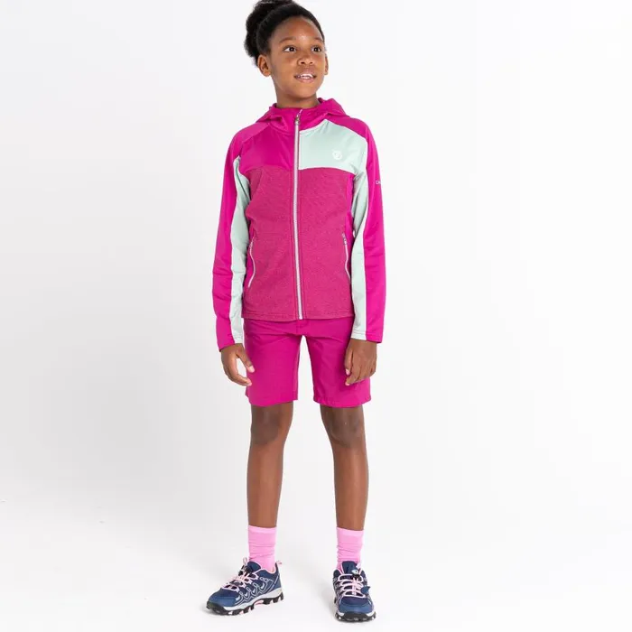 Dare 2b Thriving Hooded Core Stretch Midlayer Fuchsia Grayed Jade Kids Fleece