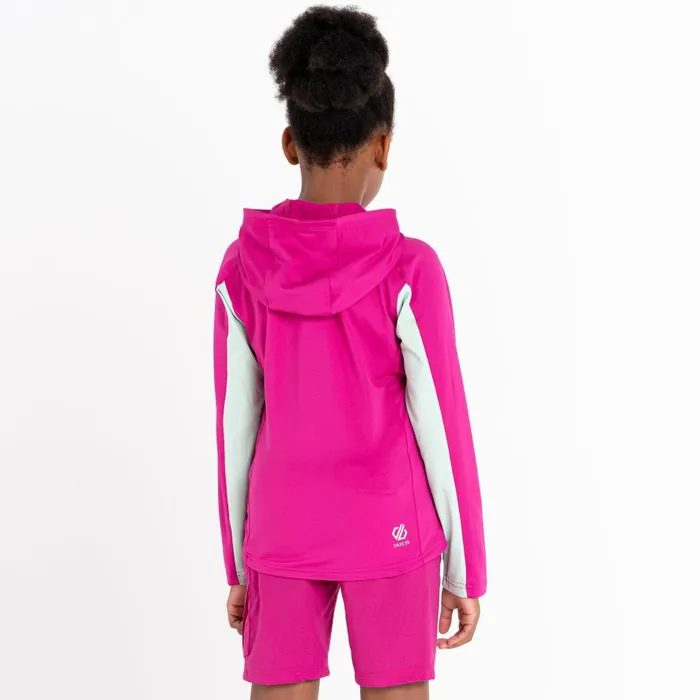 Dare 2b Thriving Hooded Core Stretch Midlayer Fuchsia Grayed Jade Kids Fleece