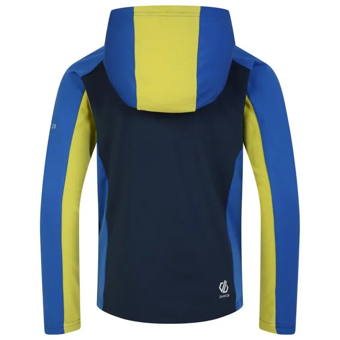 Dare 2b Thriving Hooded Core Stretch Midlayer Olympian Blue Yellow Plum Kids Fleece