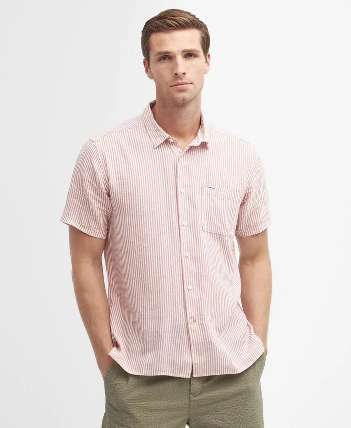 Deerpark Tailored ShortSleeved Shirt Classic Navy Men Barbour Shirts