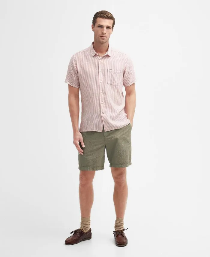 Deerpark Tailored ShortSleeved Shirt Classic Navy Men Barbour Shirts
