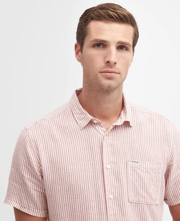 Deerpark Tailored ShortSleeved Shirt Classic Navy Men Barbour Shirts
