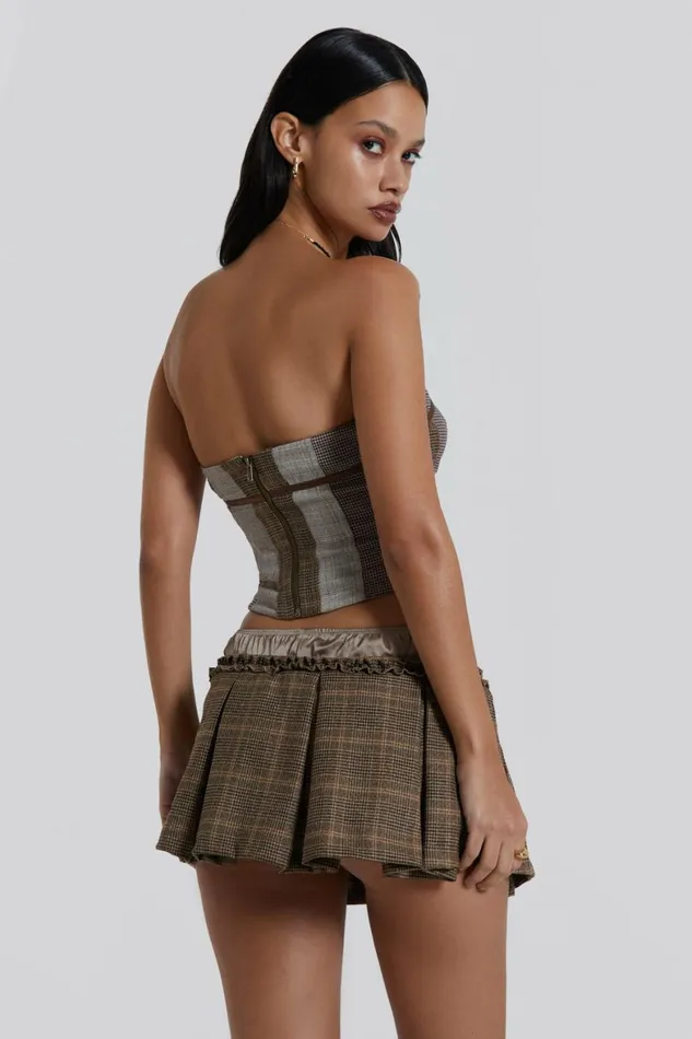 Demi Panelled Check Corset Top Multi Women Jaded London Corsets