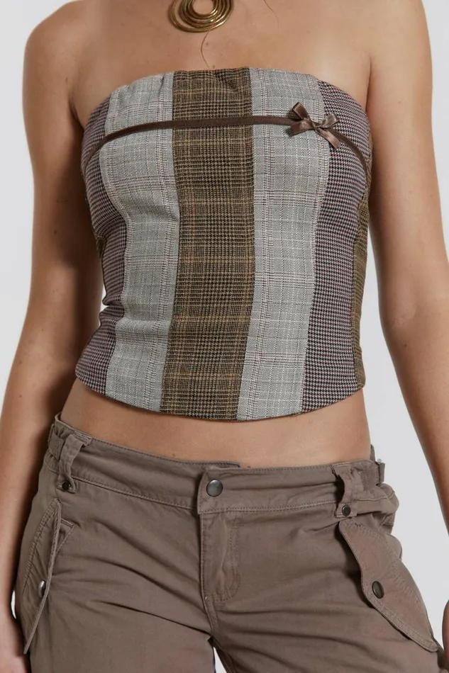 Demi Panelled Check Corset Top Multi Women Jaded London Corsets Demi Panelled Check Corset Top Multi Women Jaded London Corsets