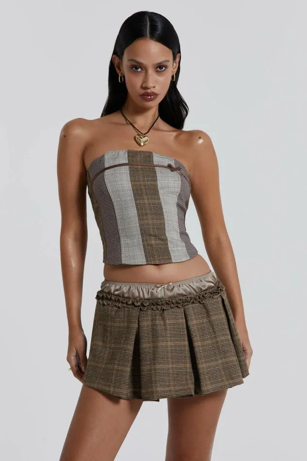 Demi Panelled Check Corset Top Multi Women Jaded London Corsets Demi Panelled Check Corset Top Multi Women Jaded London Corsets