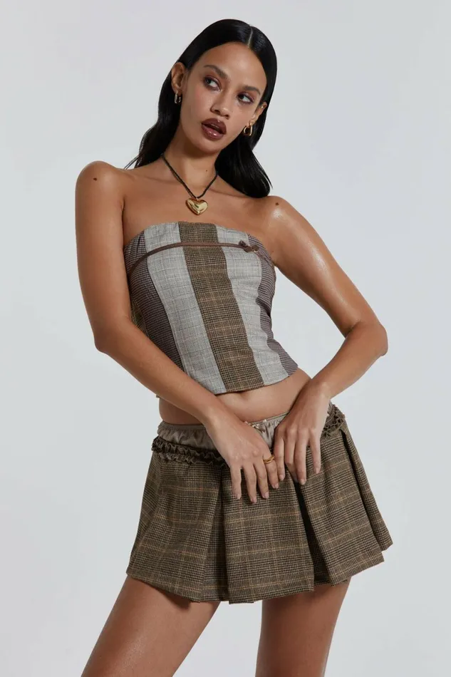 Demi Panelled Check Corset Top Multi Women Jaded London Corsets Demi Panelled Check Corset Top Multi Women Jaded London Corsets